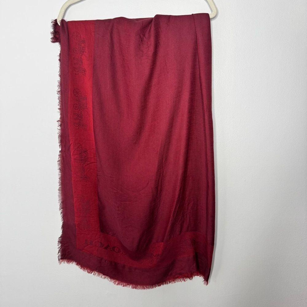 Coach Horse And Carriage print oversized square scarf in a red - Picture 1 of 5